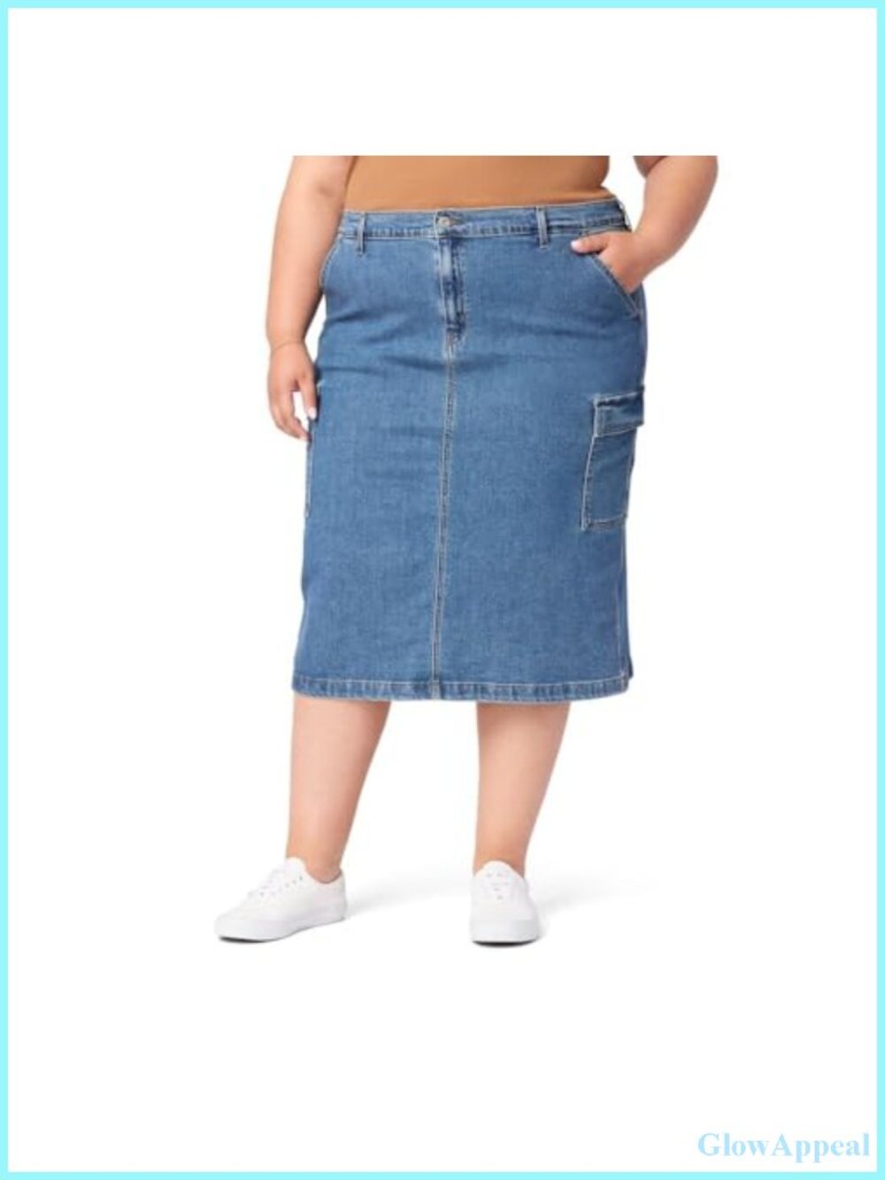 Women's Everyday Cargo Midi Skirt Mid Rise Non 5 Pocket Utility Casual